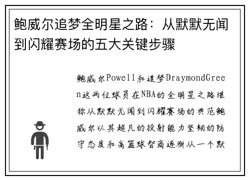 鲍威尔追梦全明星之路:从默默无闻到闪耀赛场的五大关键步骤 鲍威尔追梦全明星之路:从默默无闻到闪耀赛场的五大关键步骤